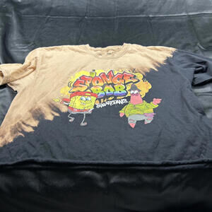 Nickelodeon SpongeBob SquarePants Womens Cropped Black Tie Dye T-Shirt Size L